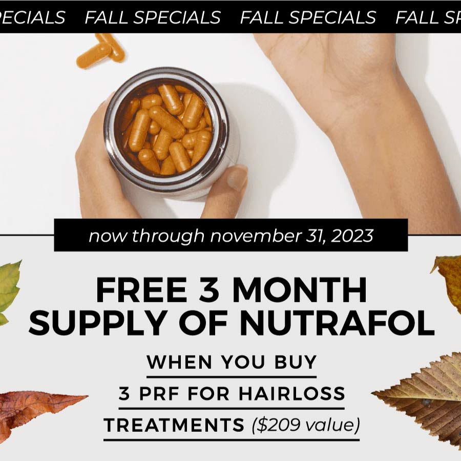 free 3 month nutrafol with PRF for Hair Restoration Treatment