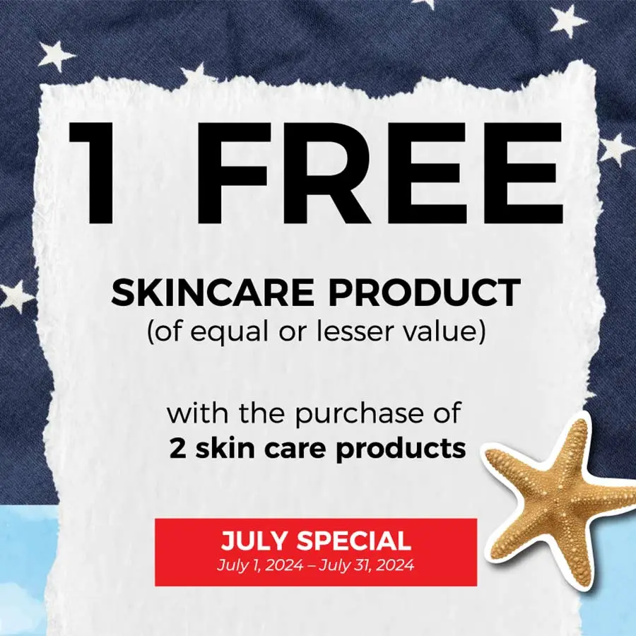 1 free skincare product - July 2024 Special at Glow Dermspa